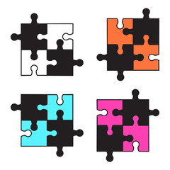 Fototapeta premium Set of colorful puzzles isolated on white background. Vector illustration