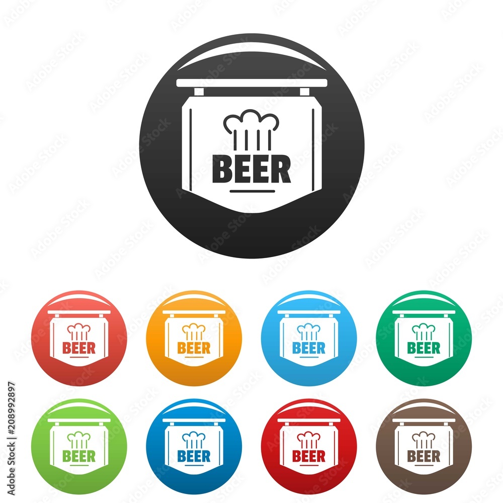 Poster Label of beer icon. Simple illustration of label of beer vector icons set color isolated on white