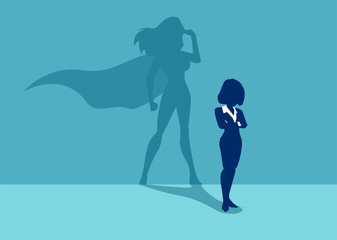 Vector of a strong business woman imagining to be a super hero - obrazy, fototapety, plakaty