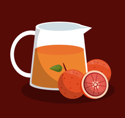 Cold and delicious grapefruit juice jar vector illustration graphic design