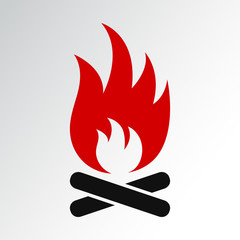Fire icon. Black and red colors. Vector illustration