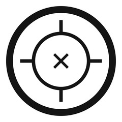 Obraz premium Pistol gun aim icon. Simple illustration of pistol gun aim vector icon for web design isolated on white background
