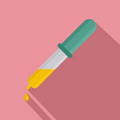 Pipette yellow drop icon. Flat illustration of pipette yellow drop vector icon for web design