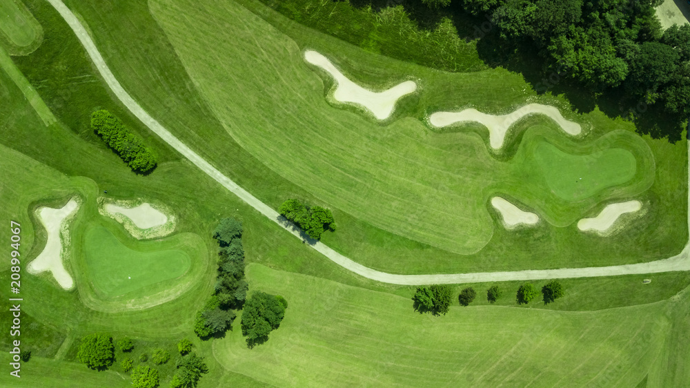 Wall mural Drone view of a golf course