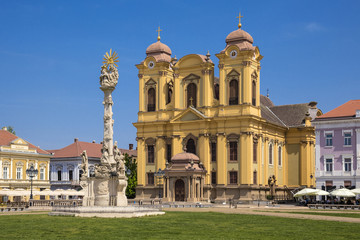 Fototapeta na wymiar Timisoara Union Square Catholic Cathedral