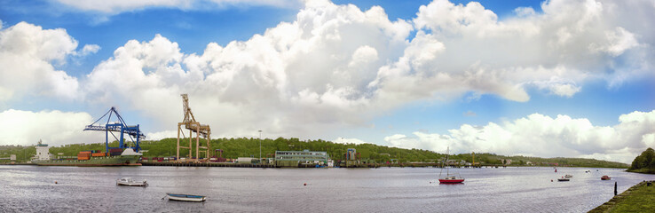 Cork city, river Lee, container port, from Blackrock