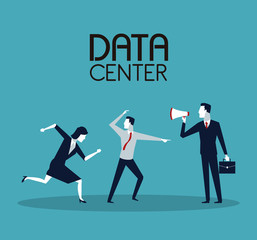 Business people and data center vector illustration graphic design