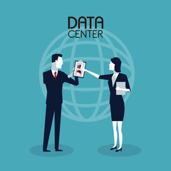 Business people and data center vector illustration graphic design