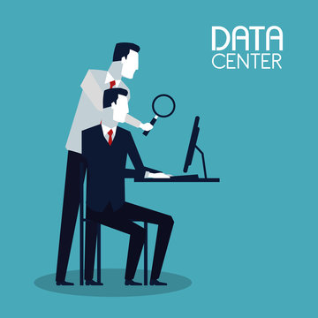Business people and data center vector illustration graphic design