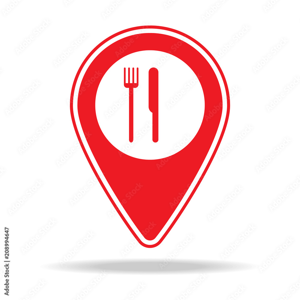 Poster restaurant map pin icon. element of warning navigation pin icon for mobile concept and web apps. det