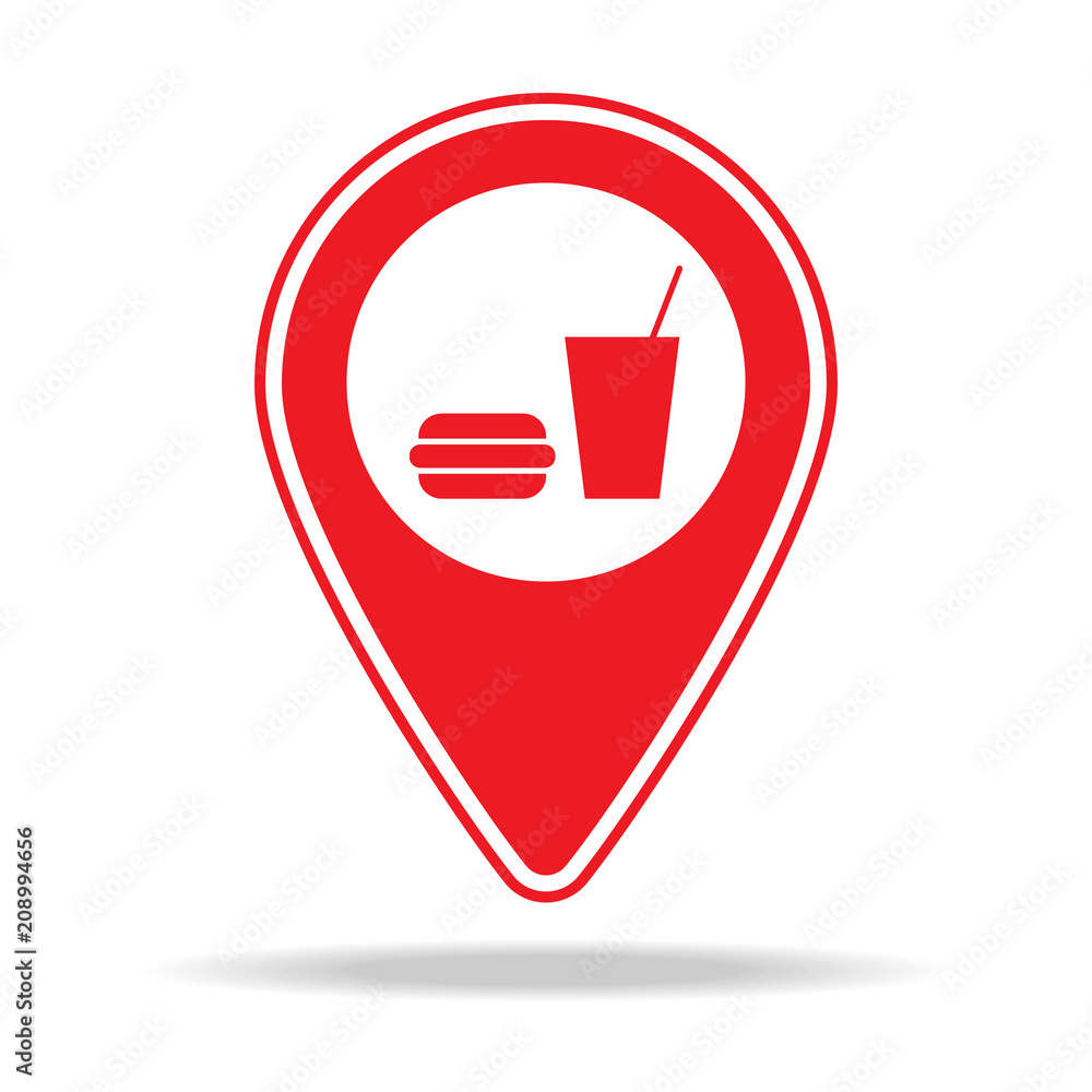 Poster food map pin icon. element of warning navigation pin icon for mobile concept and web apps. detailed 