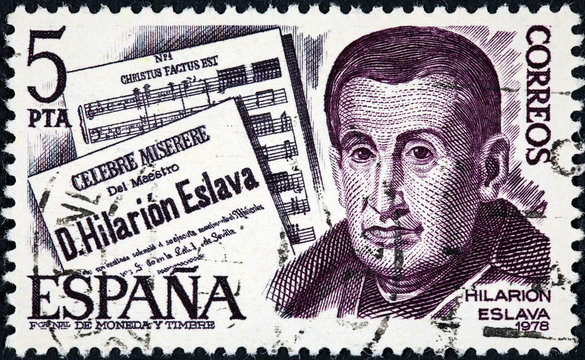 A stamp printed in Spain shows Hilarion Eslava