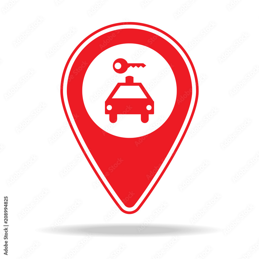 Poster car rental map pin icon. element of warning navigation pin icon for mobile concept and web apps. det