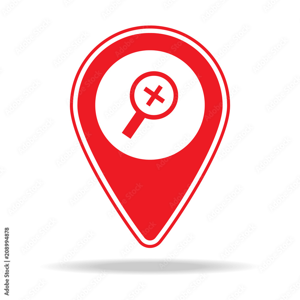 Poster zoom in alt map pin icon. element of warning navigation pin icon for mobile concept and web apps. de