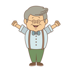 Cute and happy grandfather cartoon vector illustration graphic design