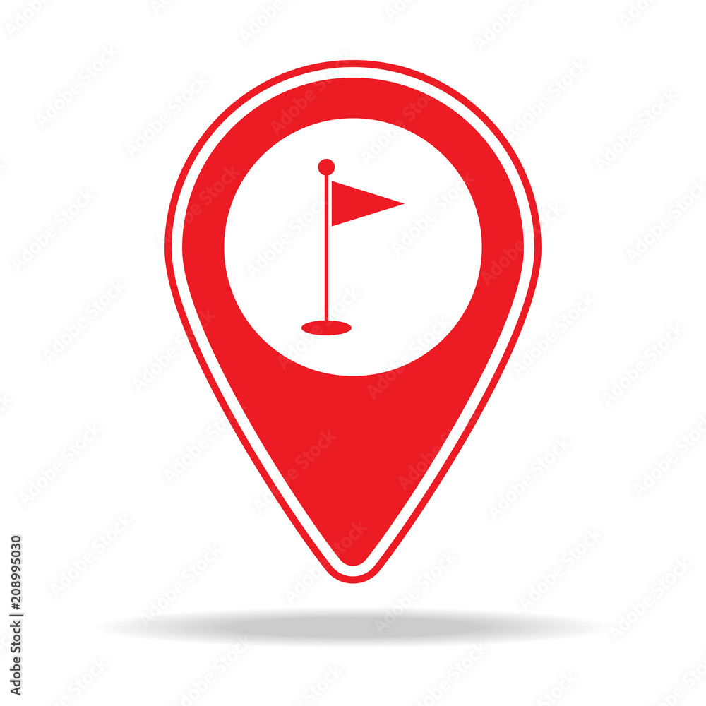 Poster golf map pin icon. element of warning navigation pin icon for mobile concept and web apps. detailed 