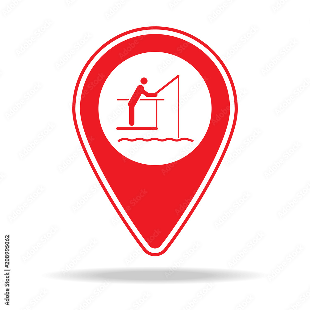 Poster fishing pier map pin icon. element of warning navigation pin icon for mobile concept and web apps. d