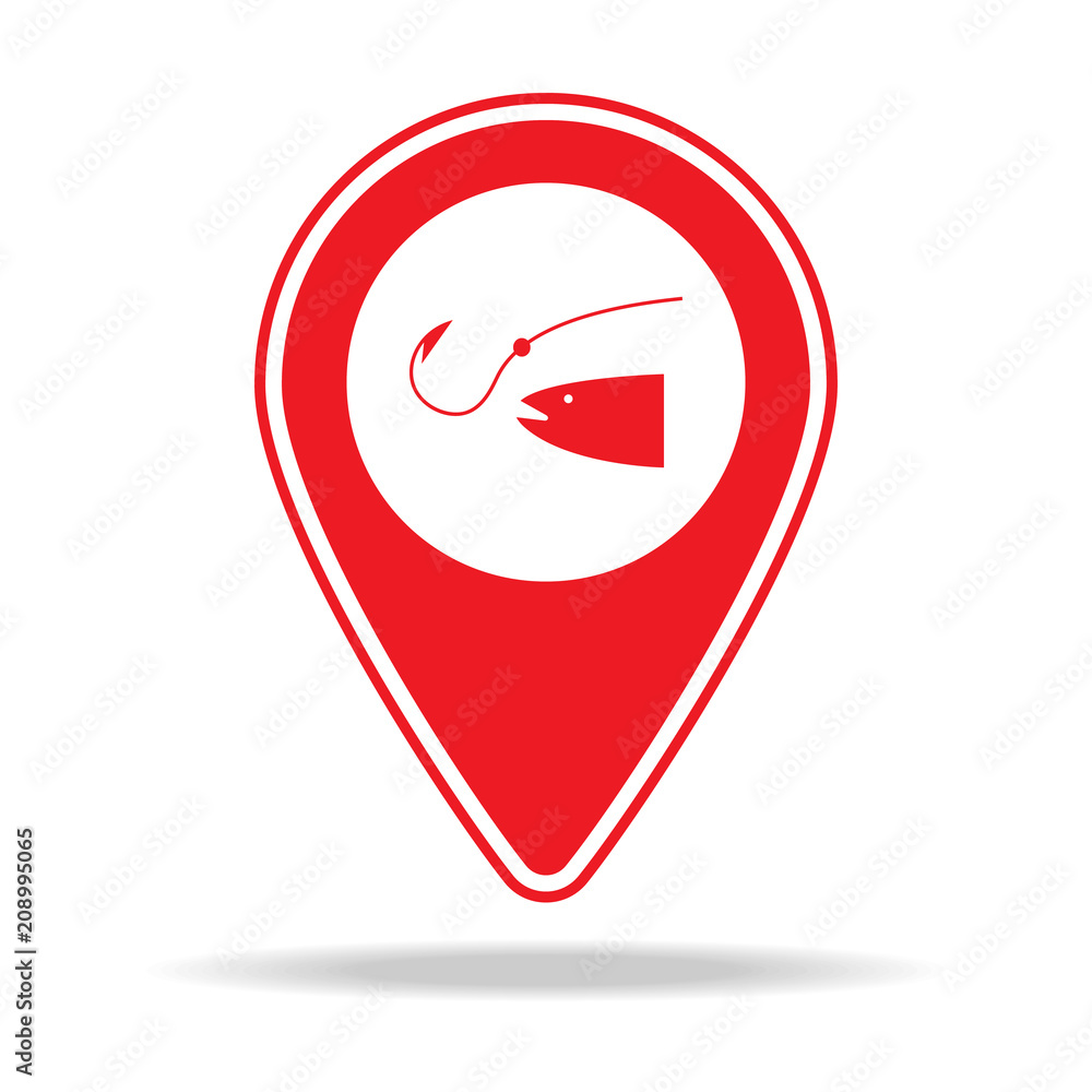 Poster fishing map pin icon. element of warning navigation pin icon for mobile concept and web apps. detail