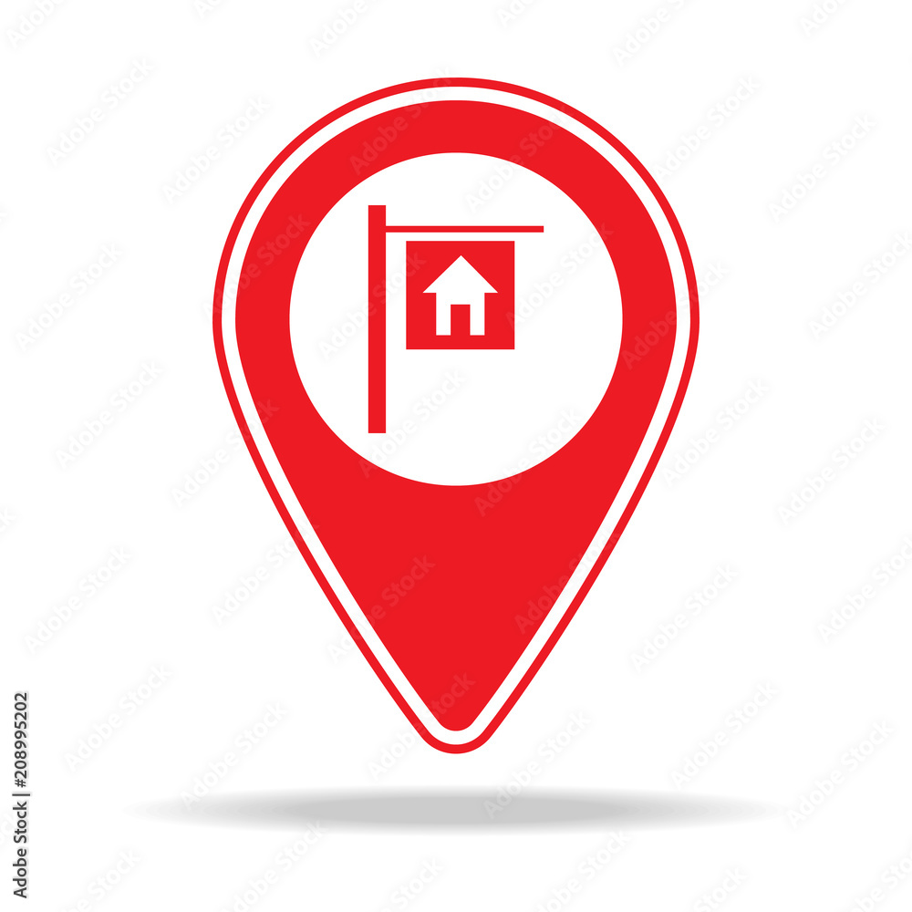 Poster real estate agency map pin icon. element of warning navigation pin icon for mobile concept and web a