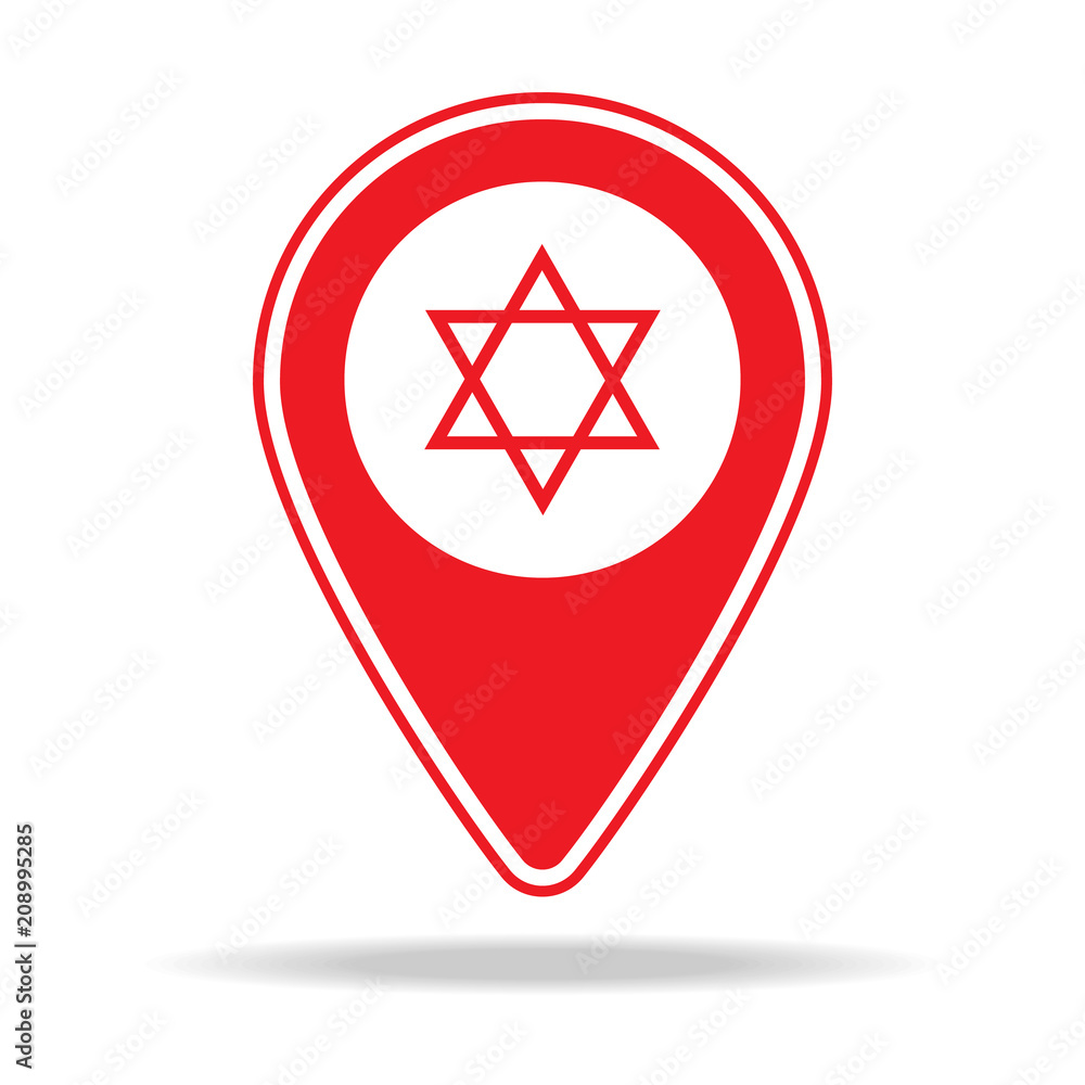 Poster synagogue map pin icon. element of warning navigation pin icon for mobile concept and web apps. deta