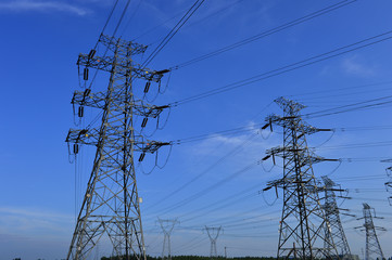 The power supply facilities of contour in the evening