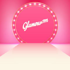 Glamour pink stage podium with lighting