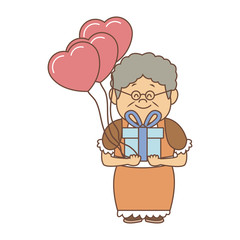 Cute grandmother with giftbox vector illustration graphic design