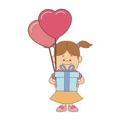 Cute girl with giftbox vector illustration graphic design