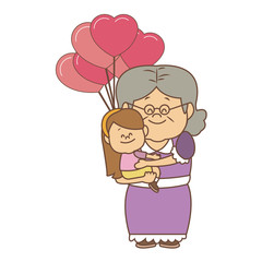 Cute grandmother with granddaugther vector illustration graphic design