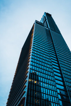 Tall skyscraper at dusk