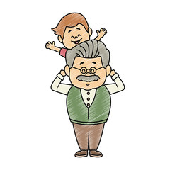 Cute grandfather with grandson vector illustration graphic design