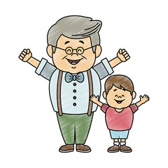 Cute grandfather with grandson vector illustration graphic design