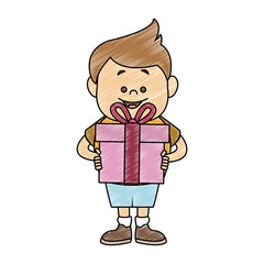Cute boy with giftbox vector illustration graphic design