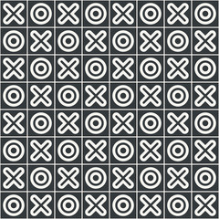Tic Tac Toe game seamless abstract pattern monochrome or two colors vector