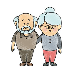 Beautiful grandparents couple cartoon vector illustration graphic design