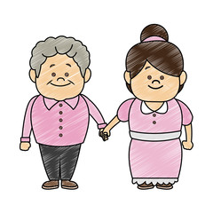 Beautiful grandparents couple cartoon vector illustration graphic design
