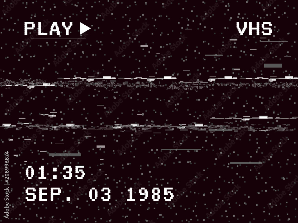 Canvas Prints glitch camera effect. retro vhs background. old video template. no signal. tape rewind. vector illus