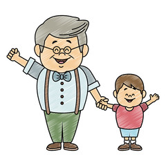 Cute grandfather with grandson vector illustration graphic design