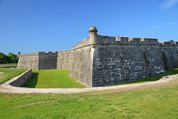 Tableaux sur verre Travaux détablissement Castillo de San Marcos  The strong walls and lookout towers of the fort  