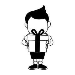 Cute boy with giftbox vector illustration graphic design