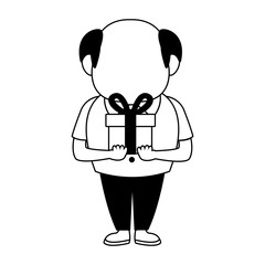 Cute grandfather with giftbox vector illustration graphic design