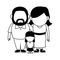 Parents and daugther family cartoon vector illustration graphic design