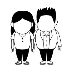 Cute young couple cartoon vector illustration graphic design