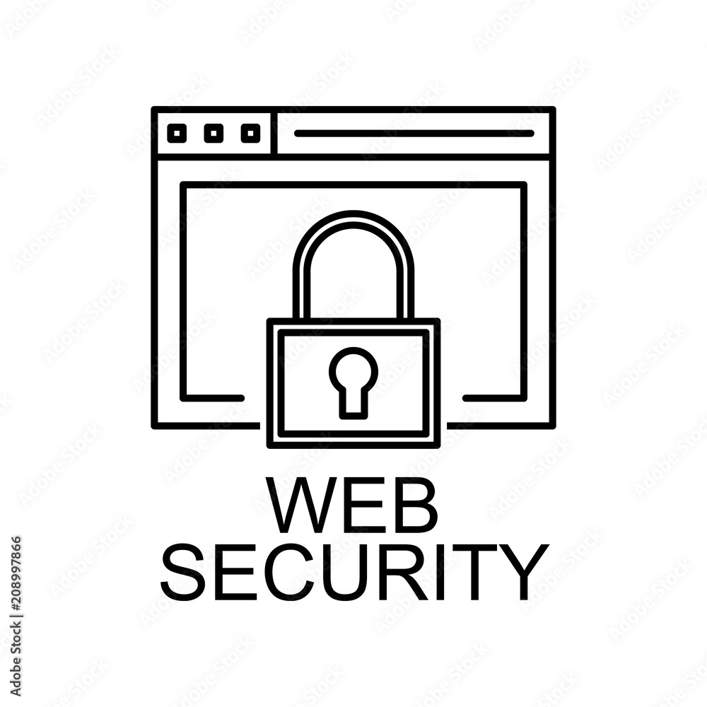 Poster web security line icon. element of seo and web optimization icon with name for mobile concept and ap
