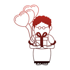 Cute grandmother with giftbox vector illustration graphic design