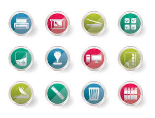 Stylized Print industry Icons over colored background - Vector icon set