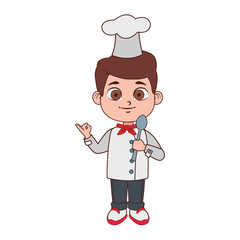 Cute chef boy cartoon vector illustration graphic design