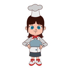 Beautiful chef girl cartoon vector illustration graphic design