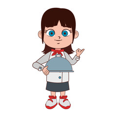 Beautiful chef girl cartoon vector illustration graphic design