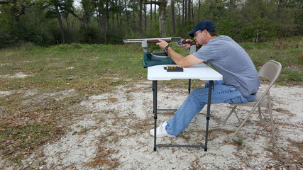 Off Duty Police Officer Building Skills At Rifle Range